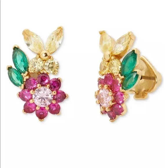 Kate Spade Gold-Tone CZ Bloom Cluster Stud Earrings - Picture 1 of 4